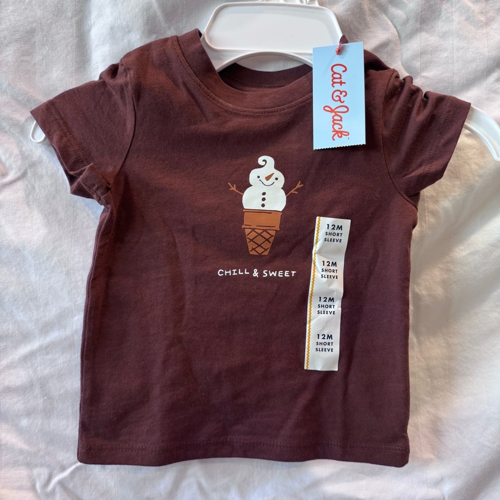 Cat & Jack Chocolate Brown Kids Tee - Ice Cream Graphic